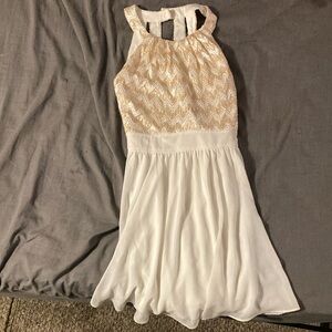 Sequin Hearts Cream and White Formal Kids Dress